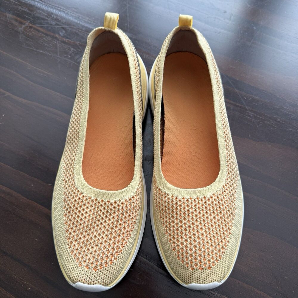 Vionic Vortex Kallie Yellow Knit Slip-On Walking Shoe Sneaker Comfort Women's 8